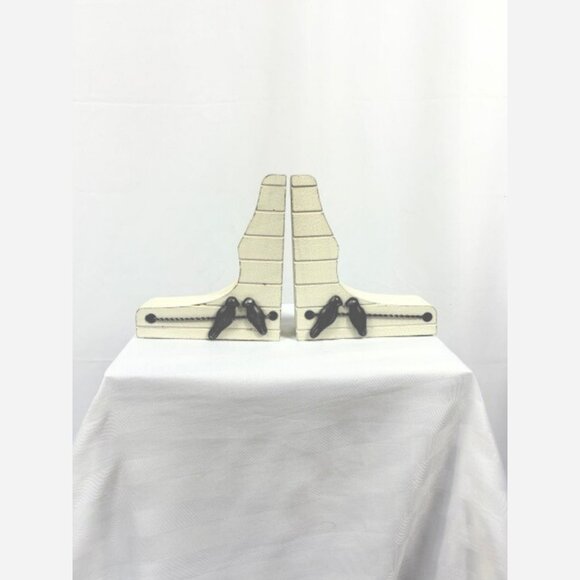 Birds on a Wire Bookends – Rustic White Wood & Metal Set of 2 - Picture 9 of 10